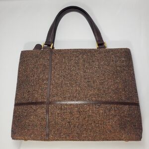 Pre Loved Etienne Aigner Brown Leather/Fabric Hand Held Purse